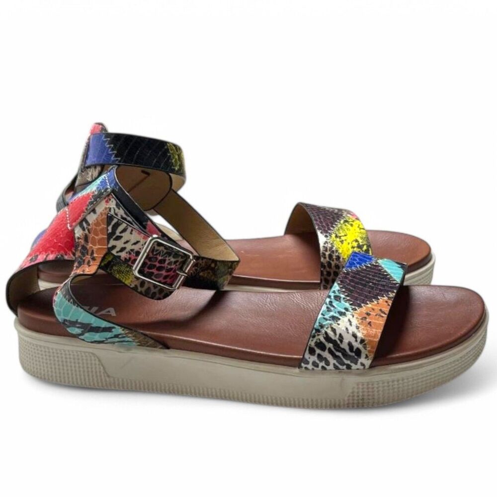 MIA Lunna Platform Ankle Strap Sandal (Women) Multi Patchwork, Size 10